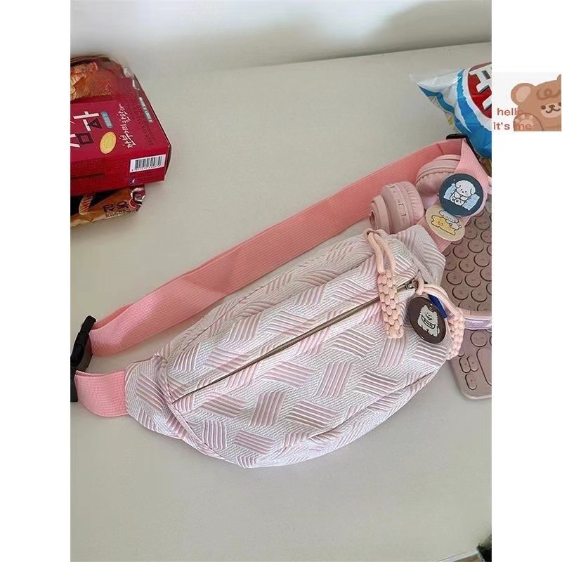 Pink with badges